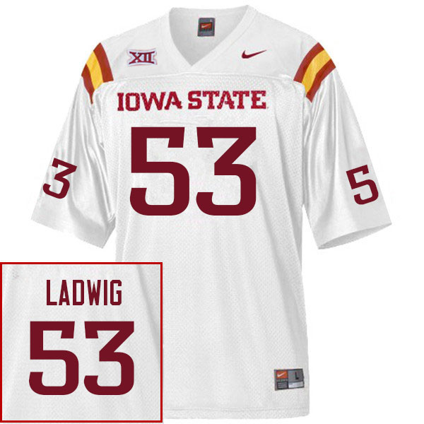 Men #53 Evan Ladwig Iowa State Cyclones College Football Jerseys Sale-White